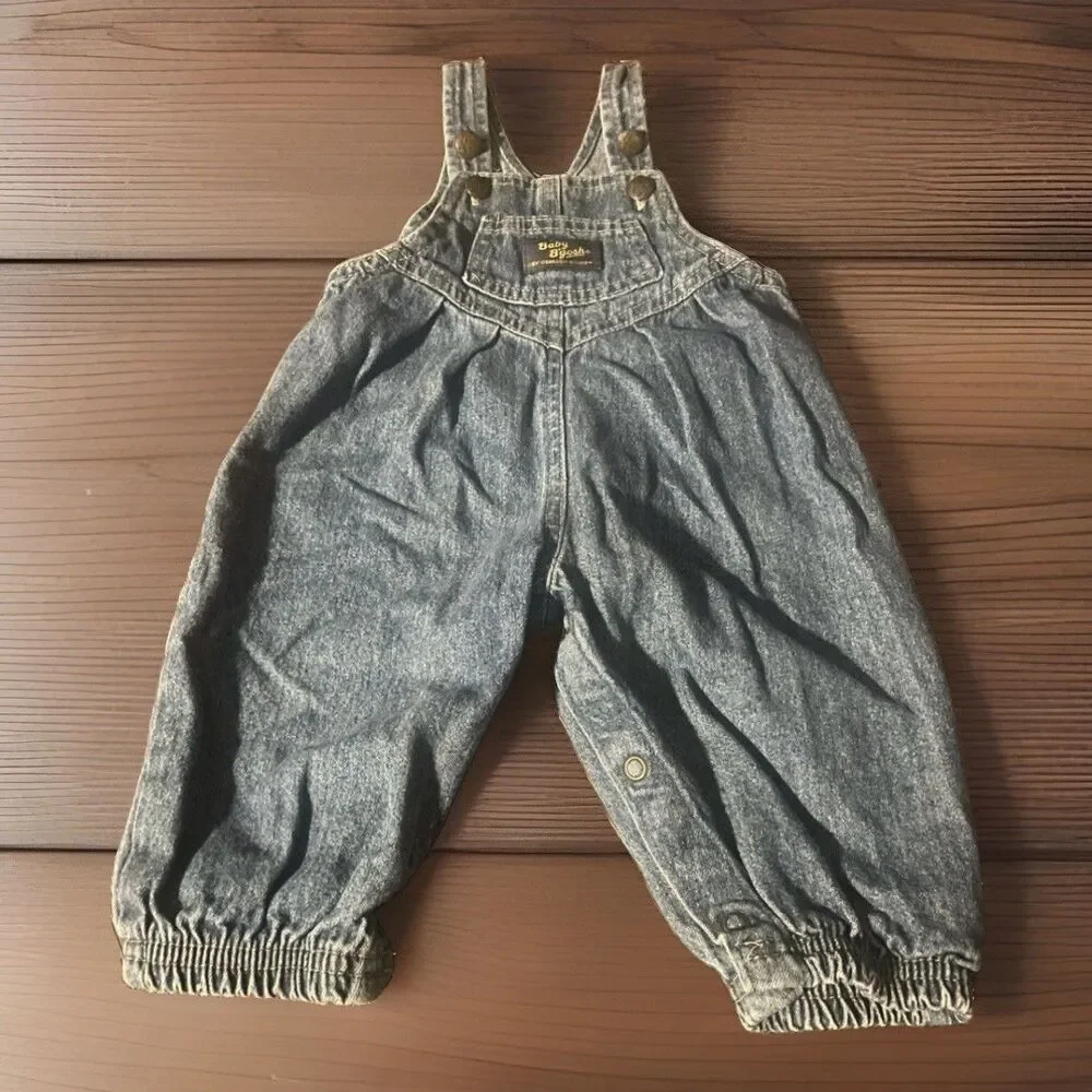 Vintage OshKosh Baby B'Gosh Vintage Bubble Overalls  Romper 1980s 6-9 Mo Denim